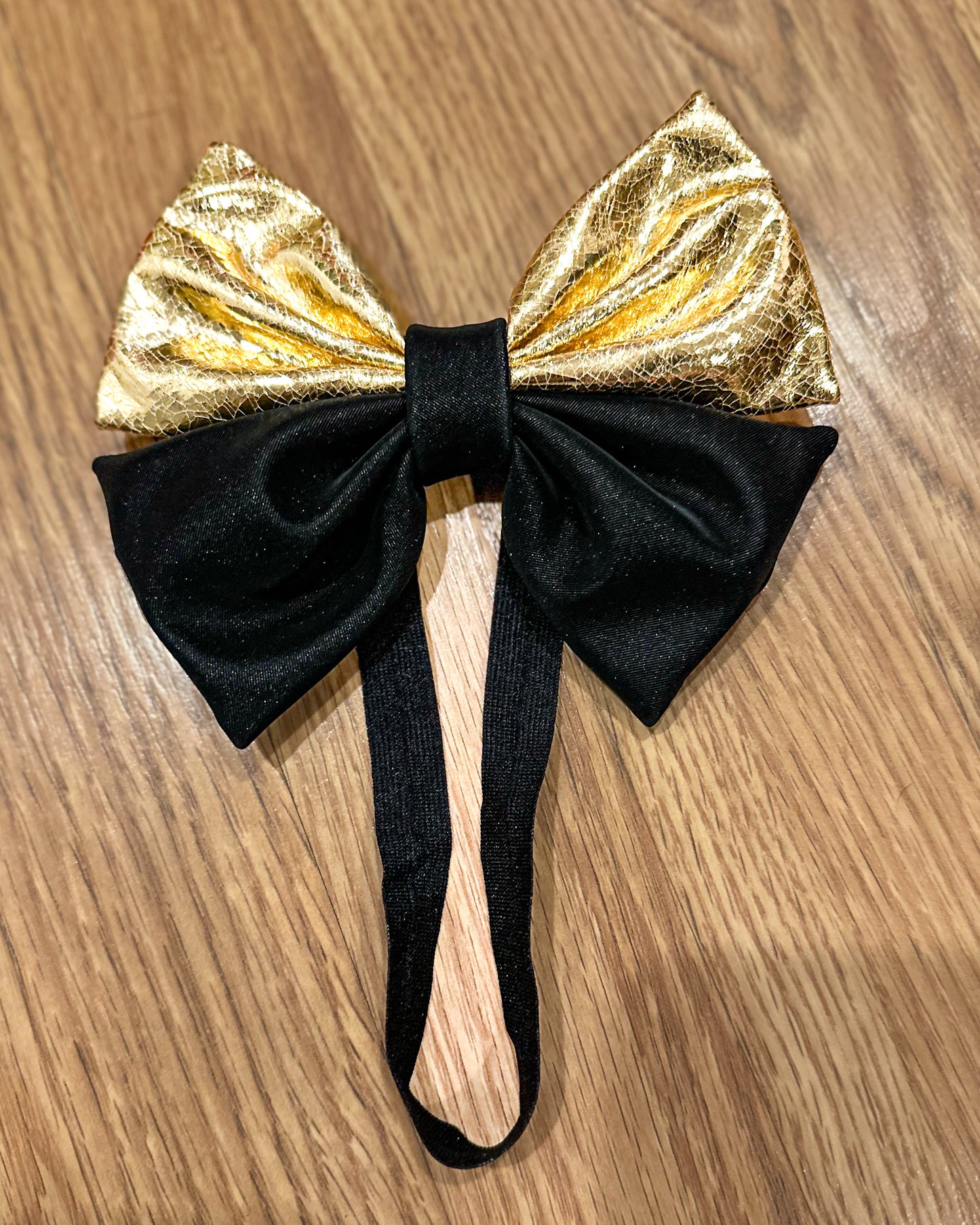 Gold & Black Satin Doggie Bow