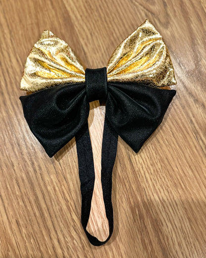 Gold & Black Satin Doggie Bow