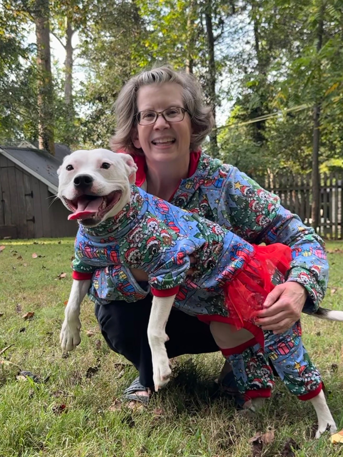 Pitties in the Pines Dog Pajama with Ref Neck & Trim/Sleeves