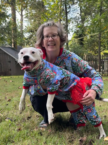 Pitties in the Pines Dog Pajama with Ref Neck & Trim/Sleeves