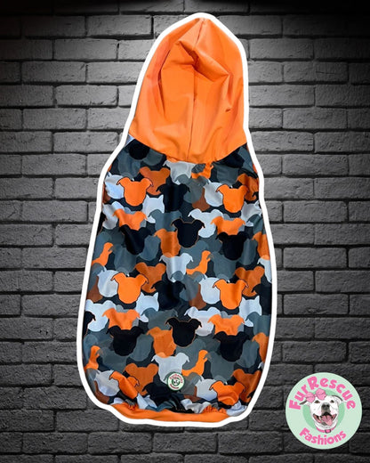 Pittie Camo – Orange Dog Pajama with Orange Neck & Trim/Sleeves