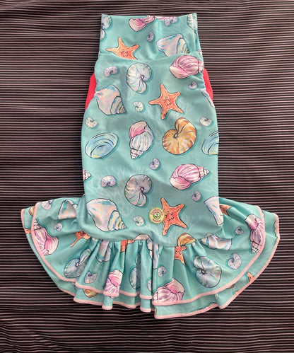 Seashell Serenity - Dog Pajama with Coral Neck & Trim/Sleeves