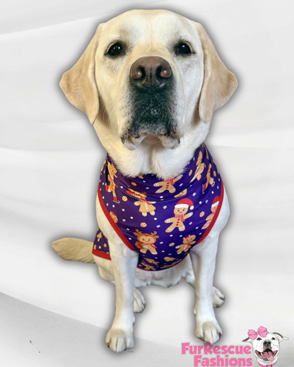 Sweet Gingerbread Christmas - Dog Pajama with Red Neck & Trim/Sleeves