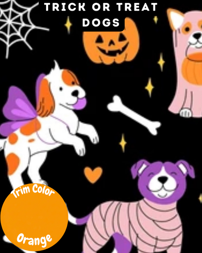 Trick Or Treat Dogs - Dog Pajama with Orange Neck & Trim/Sleeves