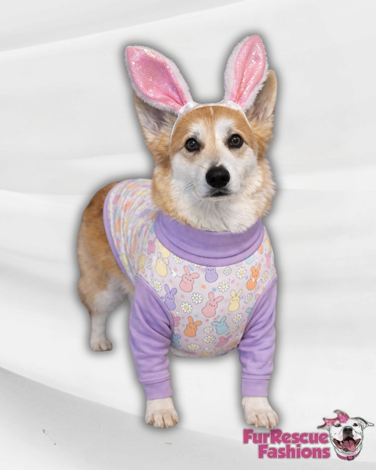 Daisy Bunny Peeps Pajama with Lavender Neck & Trim/Sleeves