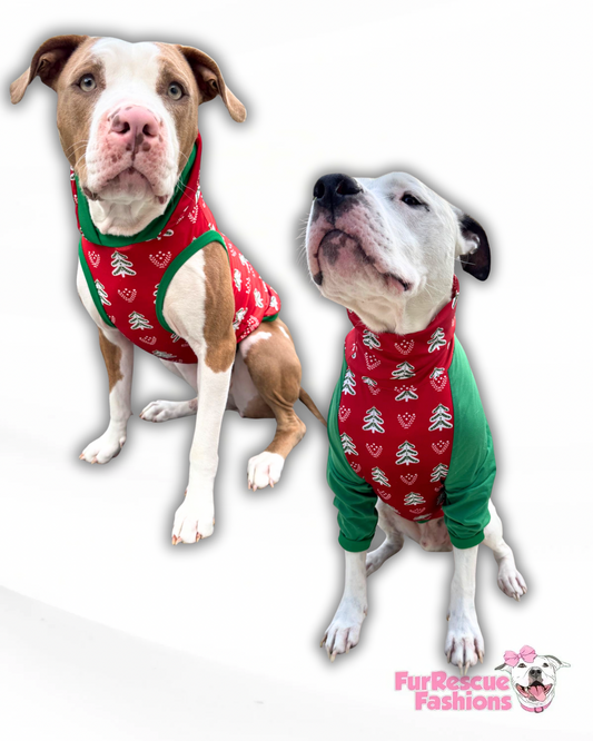 Evergreen Joy Dog Pajama with Green Neck & Trim/Sleeves