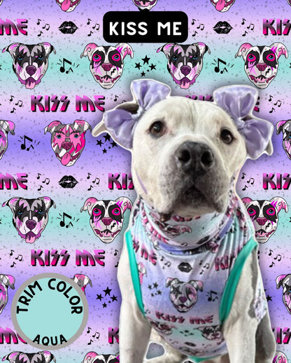 Kiss Me - Dog Pajama with Mint Neck & Trim/Sleeves