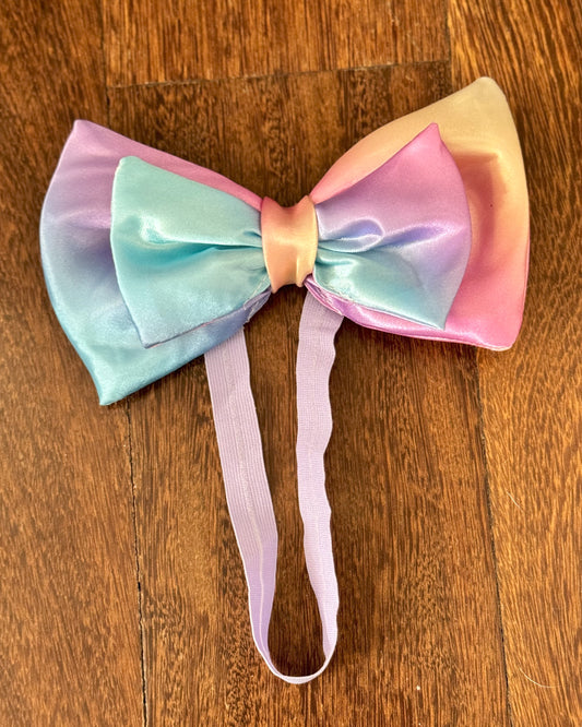 Rainbow Pastel Ombre Satin Doggie Bow