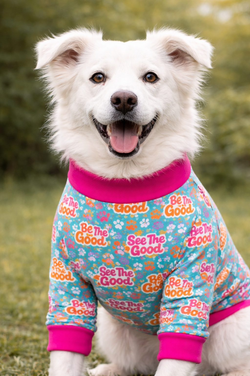 See The Good Be The Good - Dog Pajama with Hot Pink Neck & Trim/Sleeves