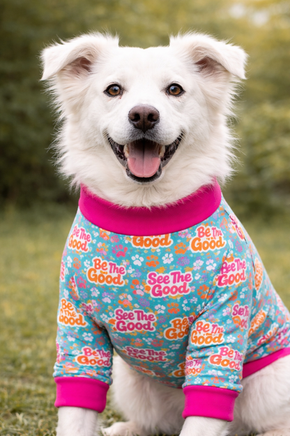 See The Good Be The Good - Dog Pajama with Hot Pink Neck & Trim/Sleeves