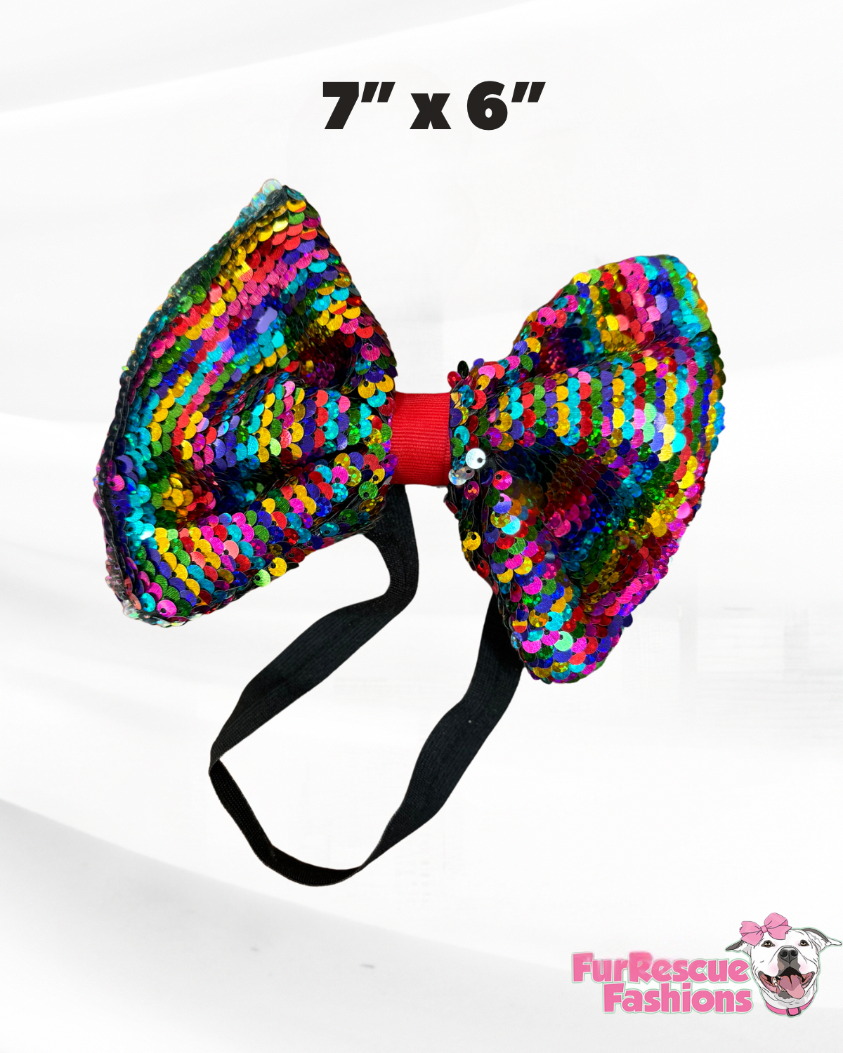 Rainbow Sequins Dog Bow