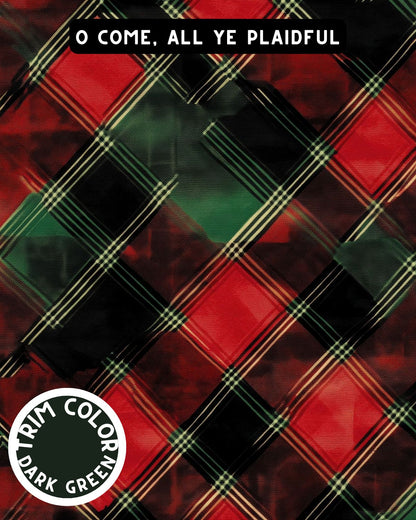 O Come, All Ye Plaidful Dog Pajama with Green Neck & Trim/Sleeves