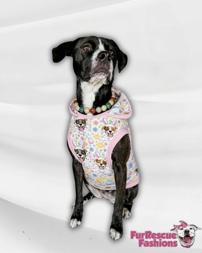 Easter Puppy & Bunny Buddies Pajama with Pink Neck & Trim/Sleeves