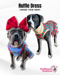 2024 Happy Holidays Dog Dress With Ruffle / With Sleeves or Sleeveless (Available in any pattern)