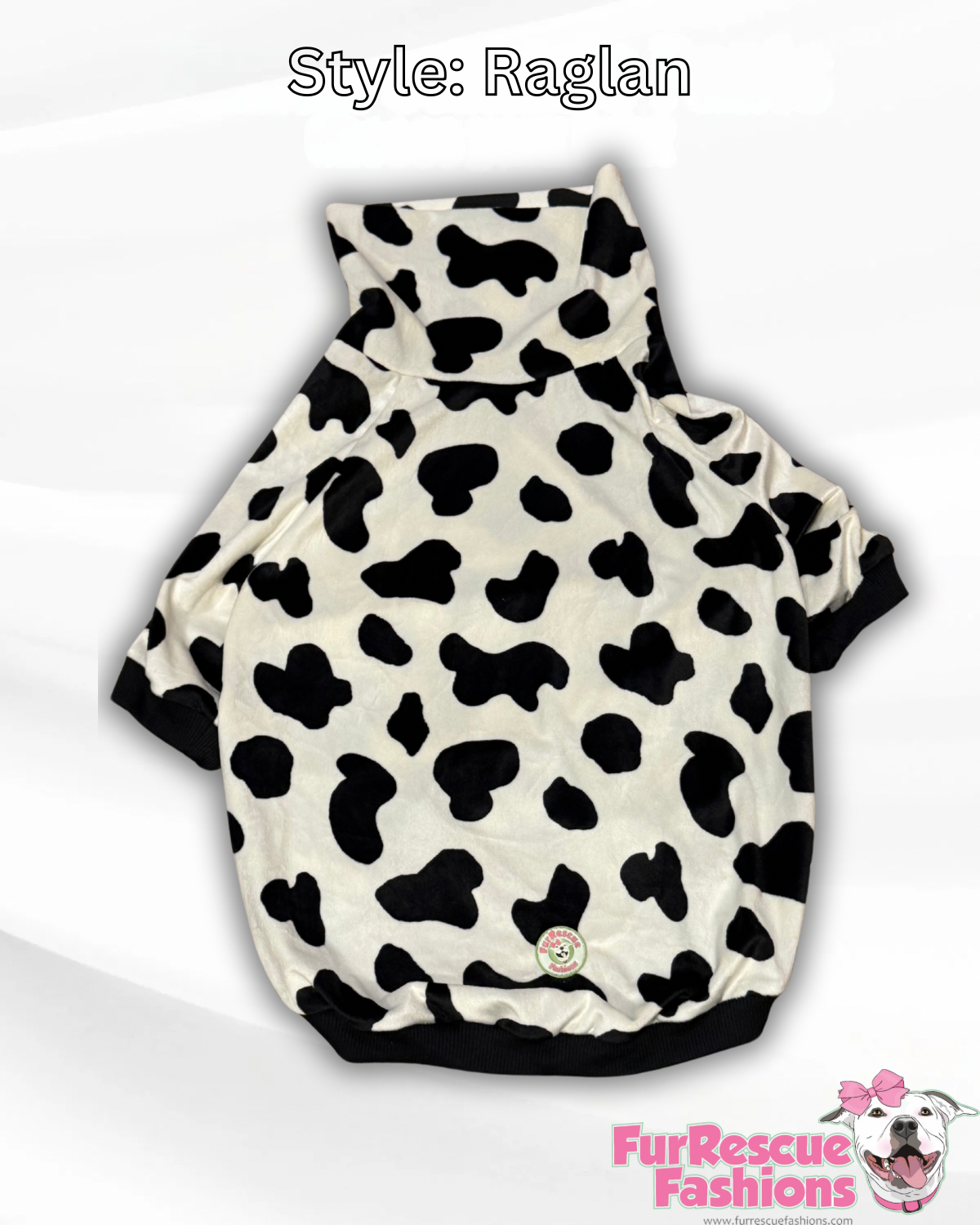 Luxury Fleece Cow Dog Outfit with Headband