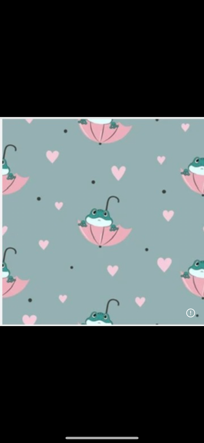 Rainy Day Froggies Pajama with Pink  Neck & Trim/Sleeves
