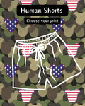 Patriotic Human Matching Summer Pajama Shorts