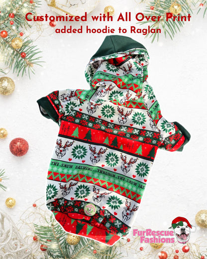 Dashing Through The Snow (White) - PAWjama with Green Neck & Trim/Sleeves