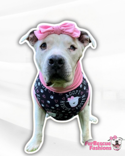 Rescue, Foster Adopt Black - Dog Pajama with Pink Neck & Trim/Sleeves