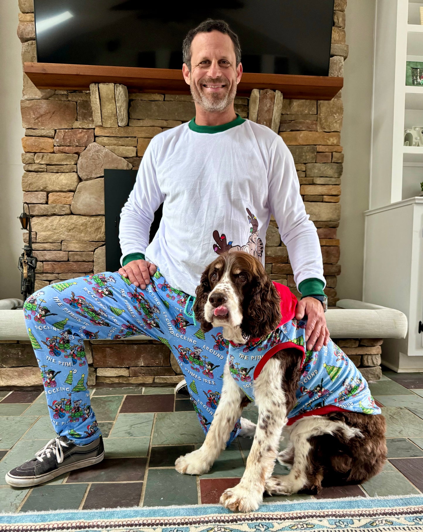 Christmas Rock - Dog Pajama with Red Neck & Trim/Sleeves