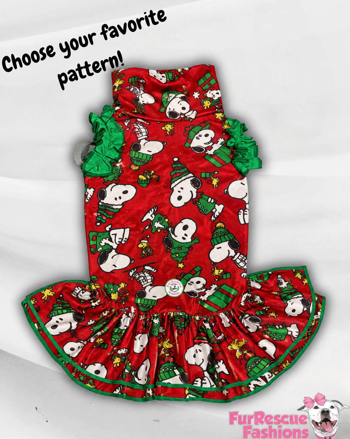 2026 UltraLuxe Christmas Dog Dress With Ruffle / With Sleeves or Sleeveless (Available in any pattern)