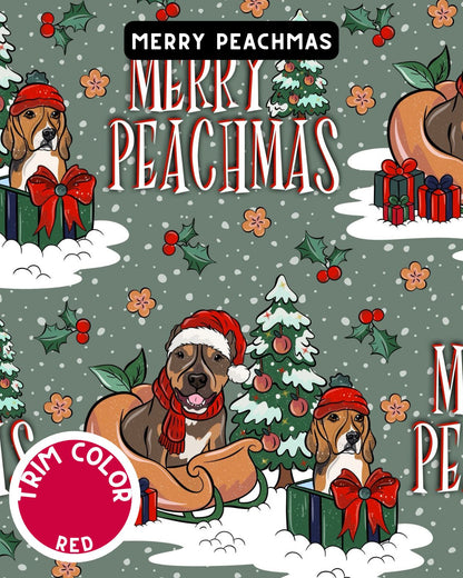 Merry Peachmas Dog Pajama with Red Neck & Trim/Sleeves