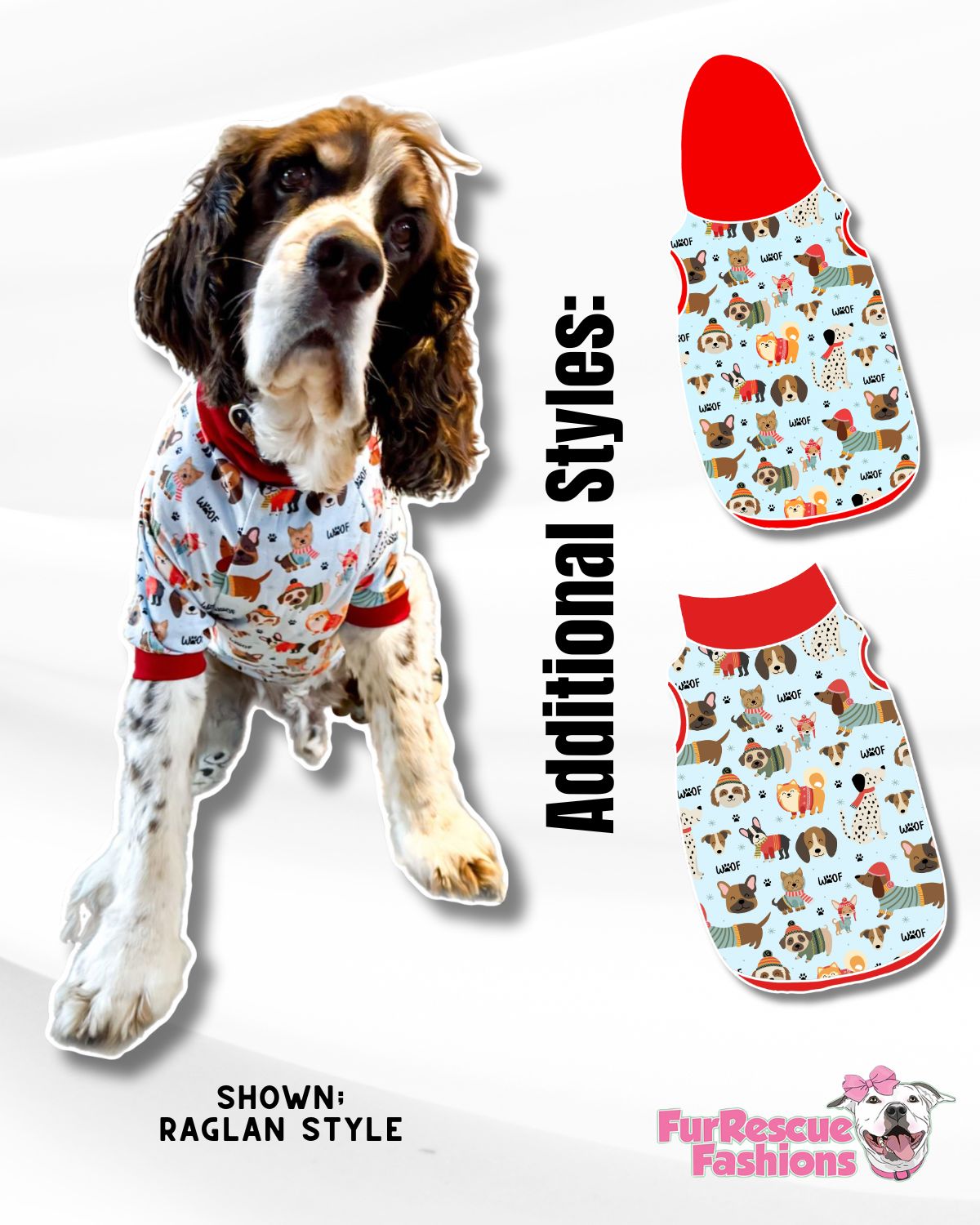 Woof Pack - Dog Pajama with Red Neck & Trim/Sleeves