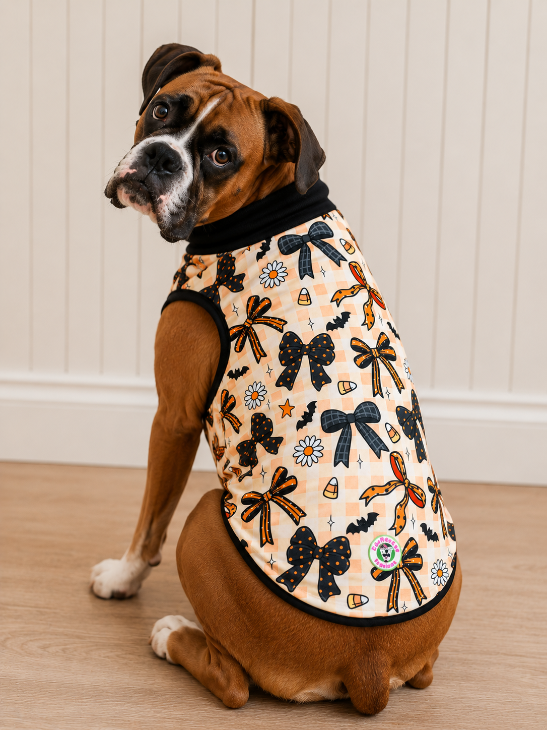 Coquette Halloween Bows - Dog Pajama with Black Neck & Trim/Sleeves