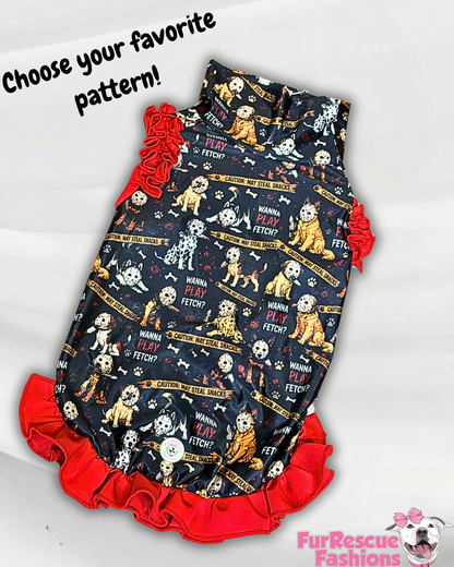 2026 Fall & Halloween Dog Shirt With Ruffles On the Booty (AVAILABLE IN ANY PRE-ORDER PATTERN)