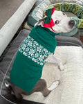 Snowflakes Green Knit Dog Vest