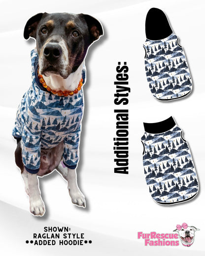 Woodland Wonders - Dog Pajama with Navy Blue Neck & Trim/Sleeves