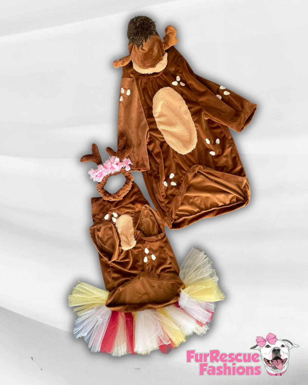 Woodland Reindeer Dog Tutu Dress & Antlers Headband