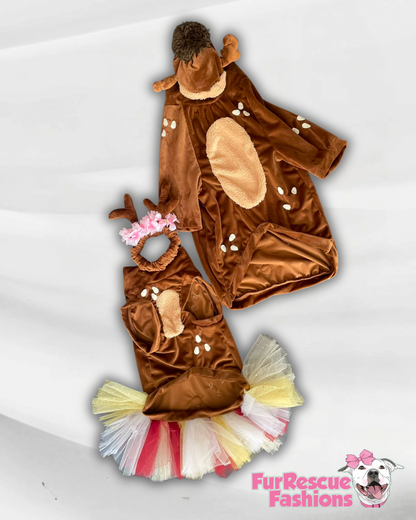 Woodland Reindeer Dog Tutu Dress & Antlers Headband