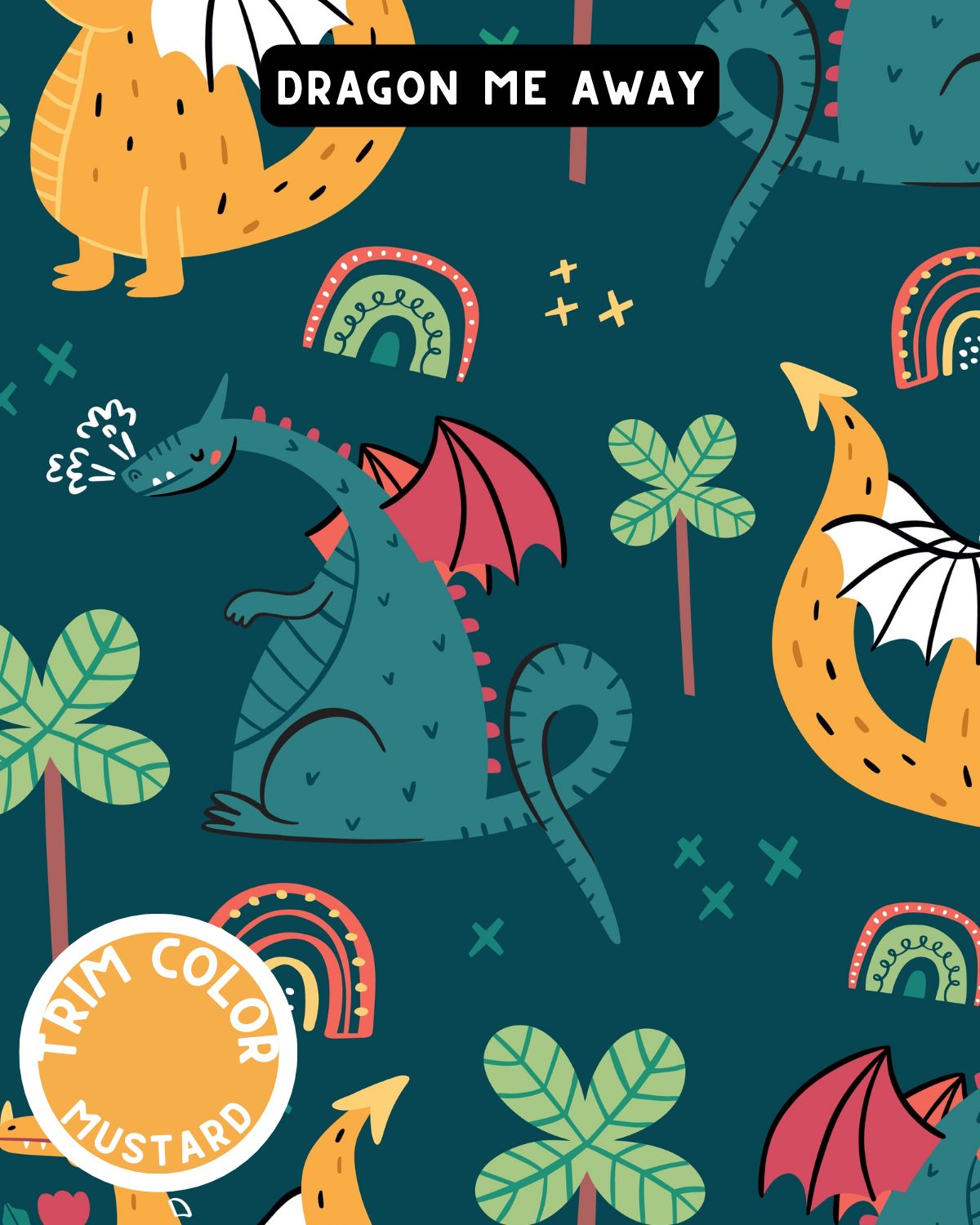 Dragon Me Away with Mustard Neck & Trim/Sleeves