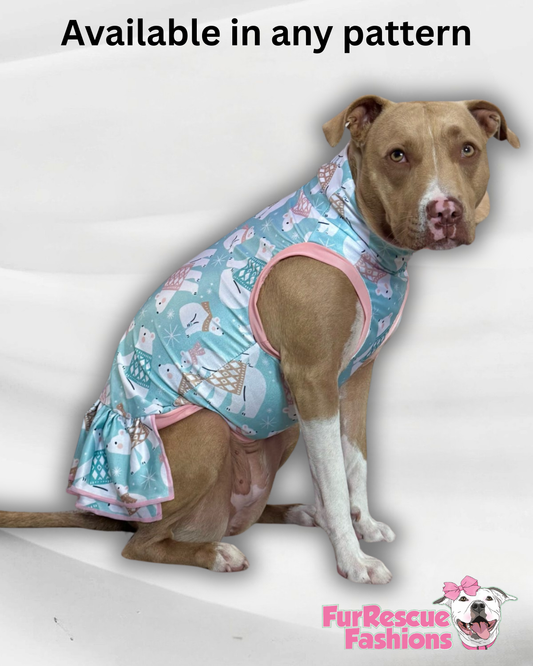 2026 Christmas in July Dog Dress With Ruffle / With Sleeves or Sleeveless (Available in any pattern)