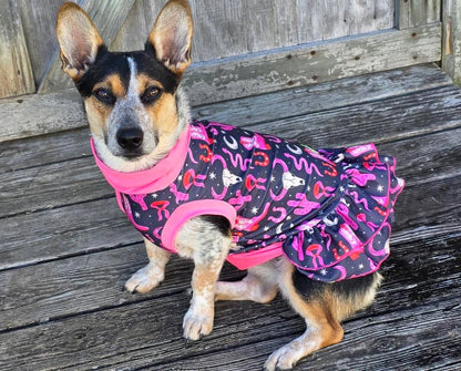 Western Winters Dog Pajama with Pink Neck & Trim/Sleeves