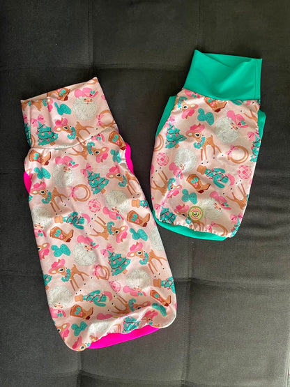 Merry Cowgirl Christmas - Dog Pajama with Hot Pink Neck & Trim/Sleeves