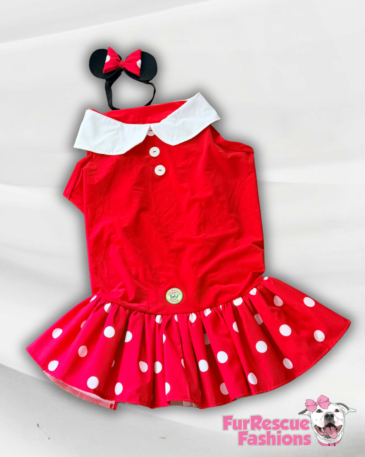 🎀 Miss Mouse – Polka Dot Dog Dress & Ears Bow