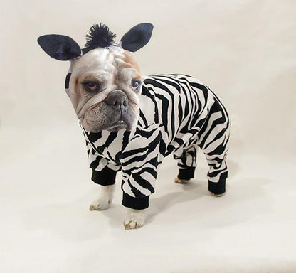 Luxury Fleece Zebra Dog Outfit with Headband