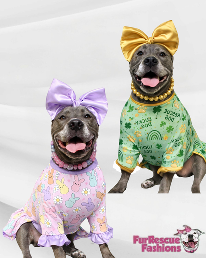 2026 St. Pawtricks & Easter Dog Dress With Ruffle / With Sleeves or Sleeveless (Available in any pattern)