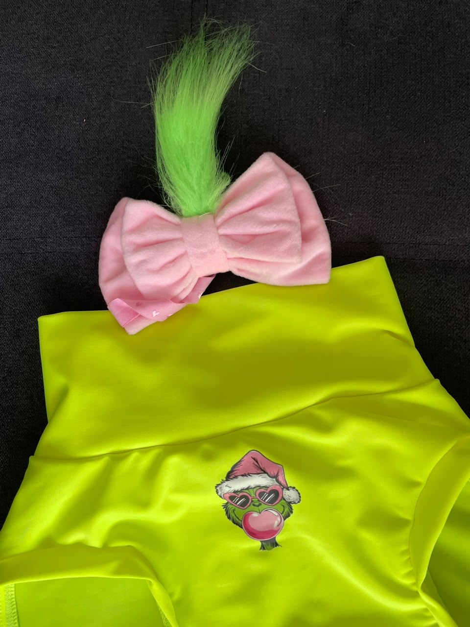 Grinch Bubblegum Dog Tutu Dress With Headband