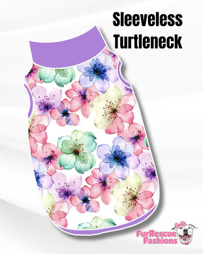 Spring Bloom Flowers Pajama with Lavender Neck & Trim/Sleeves