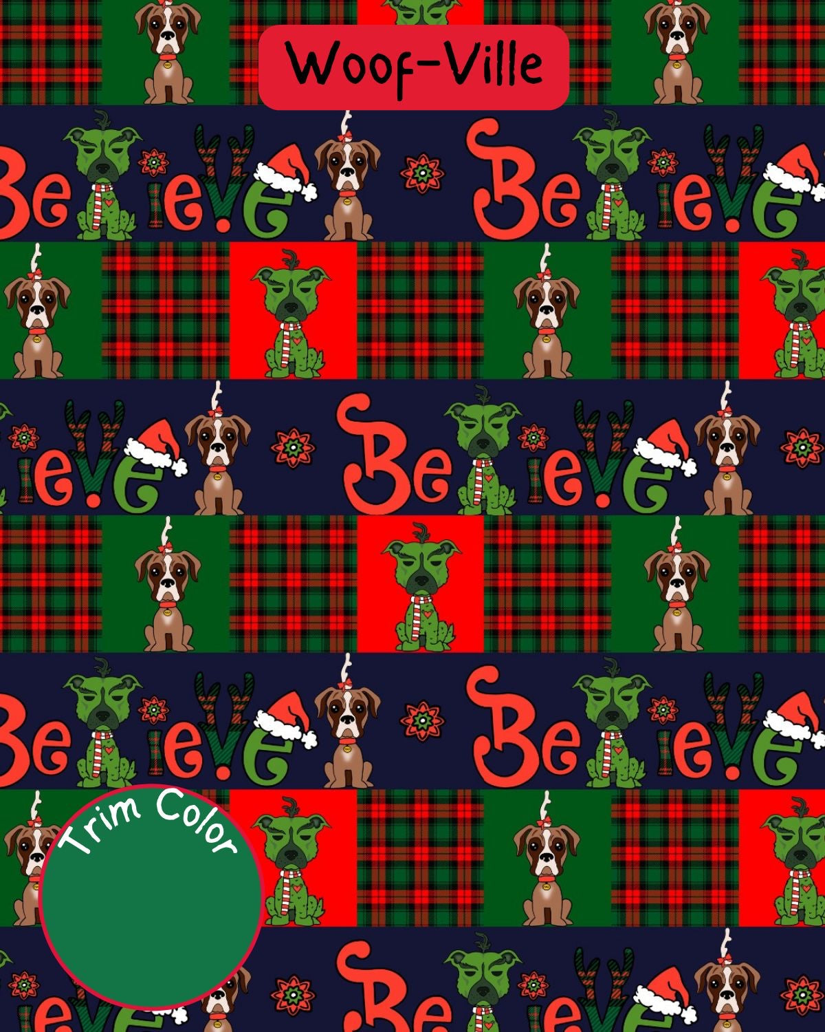 Woof-Ville - PAWjama with Green Neck & Trim/Sleeves
