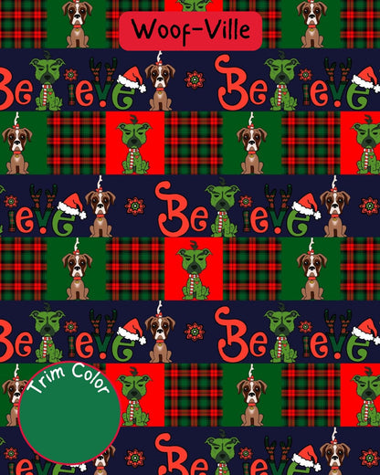 Woof-Ville - PAWjama with Green Neck & Trim/Sleeves