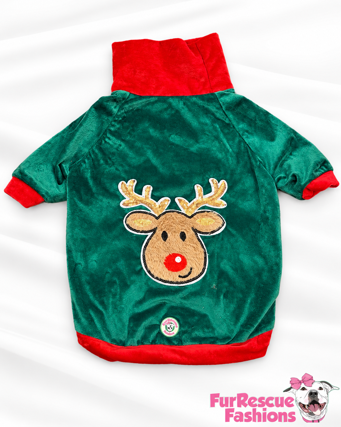 Rudolph’s Cozy Christmas Dog Shirt — Evergreen