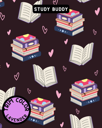 Study Buddy Pajama with Lavender Neck & Trim/Sleeves