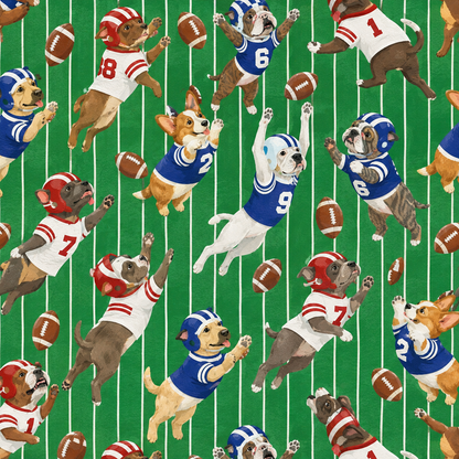 Pup Bowl Football - Dog Pajama with Red or Blue Neck & Trim/Sleeves