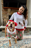 Shine Like Rudolph - Dog Pajama with White Neck & Trim/Sleeves