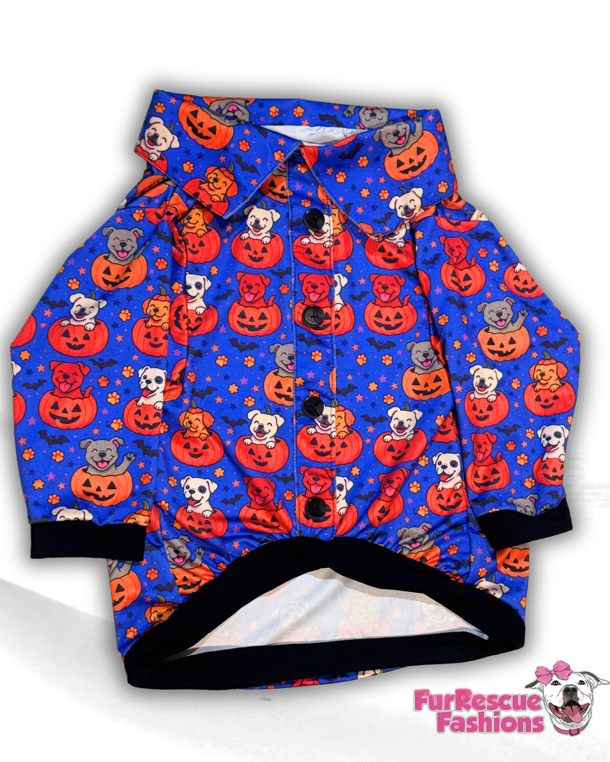 Pup-kins - Dog Pajama with Black Neck & Trim/Sleeves