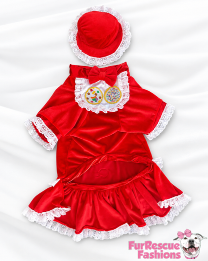 Santa’s Cookie Crew — Ultra-Luxe Dog Dress & Baker’s Hat